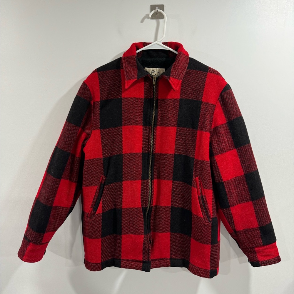 Woolrich Men Buffalo Check Wool Jacket Size Medium
